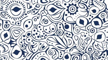 Naklejka premium Seamless pattern intricate black and white mandala pattern