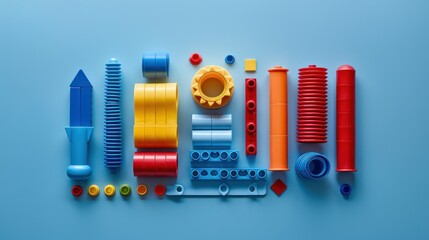 A Minimalist flat lay with a clean background. The perfect building toy and light.