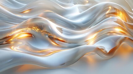 Abstract fluid waves with golden highlights - generative ai