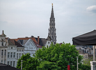 View of the City Hall tower in Brussel