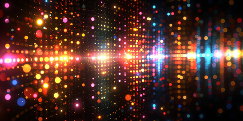 Obraz premium Close up of laptop with creative digital tech circle on blurry background. Big data and technology concept. Double exposure.