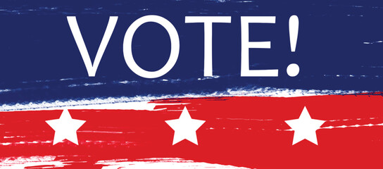 The slogan Vote on the background of the US flag. Vector illustration