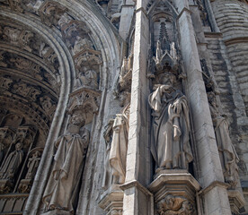 Church of Our Lady of Victories at the Sablon.  Architectural sculpture, pilaster statues, portal sculptures