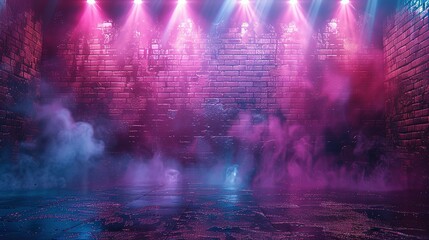 Brick Wall Texture in Blue and Purple: Studio Scene for Display