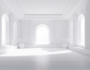 Minimalistic 3D Room with Clean Lines and Neutral Colors