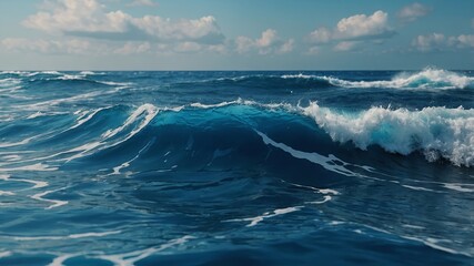 Naklejka premium Blue abstract color background in style of water color ocean waves.