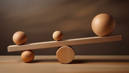 Balancing Act: Wooden Spheres on a Seesaw Symbolizing Harmony in Life and Work"