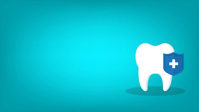 Dental Care, protection. Tooth icon and shield.