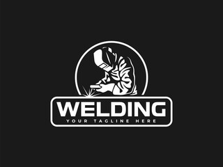 welding logo vector illustration. welder logo template