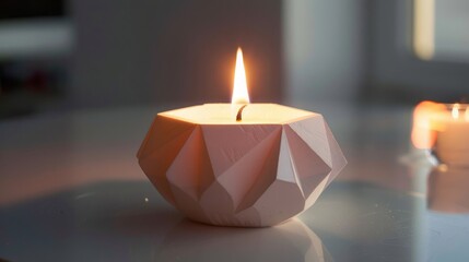 Contemporary Diamond Candle as Minimalist Centerpiece, Offering a Touch of Elegance and Serenity