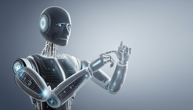Female robot face, Artificial intelligence concept. Generative AI