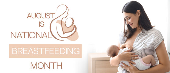 Young woman breastfeeding her baby at home
