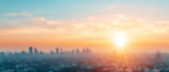 Naklejka premium skyscrapers in the foreground, hazy sky in the background