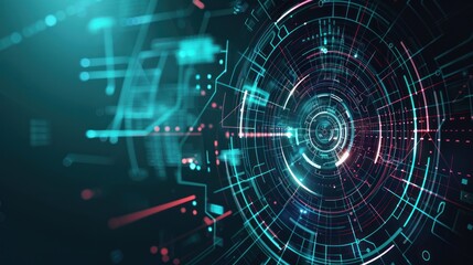 Obraz premium Abstract Digital Interface with Glowing Lines and Circles
