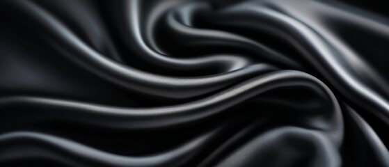 Obraz premium A tight shot of black fabric displays wavy patterns at its upper and lower edges