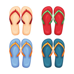 Seth s beach flip-flops. Colorful flip-flops. Summer beach shoes in cartoon style. Vector illustration