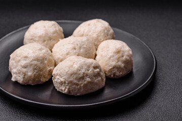 Delicious healthy steamed chicken cutlets or minced meatballs