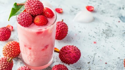 Lychee juice on a white background