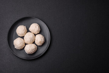 Delicious healthy steamed chicken cutlets or minced meatballs