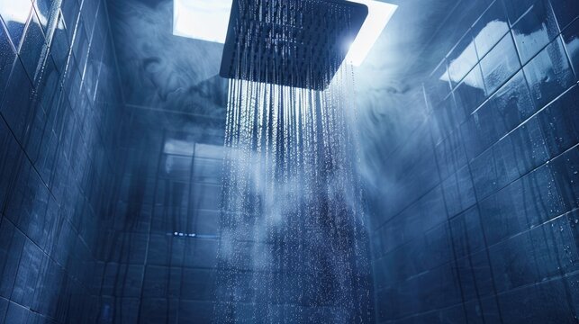 Square shower head with varying sizes text area included