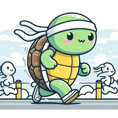 Obraz premium jogging turtles funny