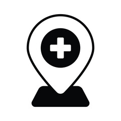 Obraz premium Medical sign inside map pin denoting concept icon of hospital location