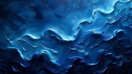 Obraz premium Abstract blue wave painting - generative ai