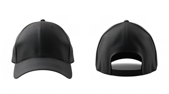 Black Baseball Caps Front and Back