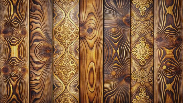 Luxurious wooden background with intricate grain pattern of high-quality sheesham wood planks in warm brown and golden tones.