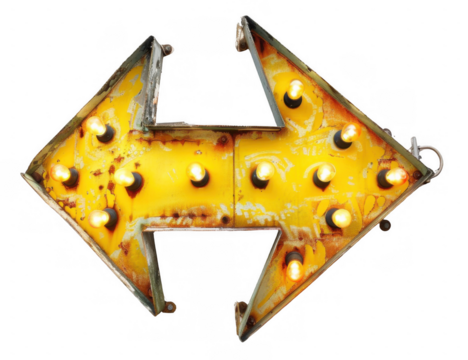 Yellow Marquee Arrow Sign