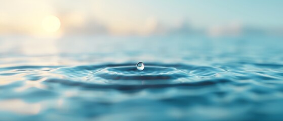  A sunlit droplet atop tranquil waters