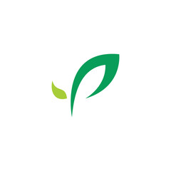 Letter P Leaf logo Design. P Growth Icon