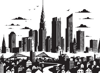 Obraz premium City Silhouette Vector Illustration