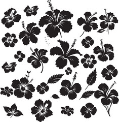 Hibiscus flower silhouettes