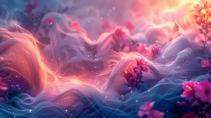 Obraz premium Dreamy floral scene - generative ai