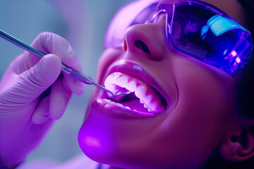 teeth whitening with mouth guards in a dental clinic