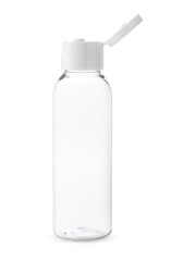 Clear Plastic Bottle With White Lid on White Background