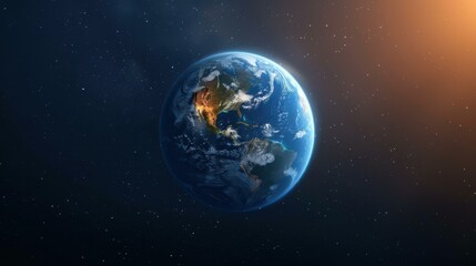 Naklejka premium Explore the galaxy with this stunning image of Earth against a starstudded space backdrop.