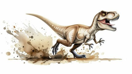 Fototapeta premium Unique handdrawn dinosaur sketch on white background. Perfect for modern print designs.