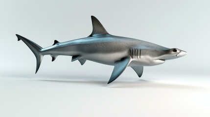 Obraz premium Stunning 3D illustration featuring a lifelike hammerhead shark in its natural habitat.