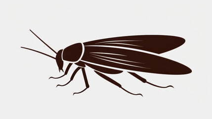 Simple cockroach silhouette on white background  minimalist art.