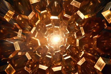 Hexagon shapes radiating light, AI generated