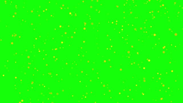 Loop Gold glitter particles. Falling particles on green, white Background