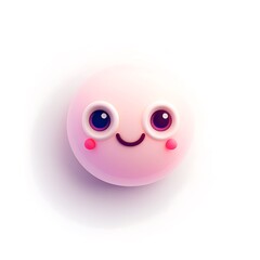 Cute 3D Kawaii Pink Blob Character Isolated On White Background