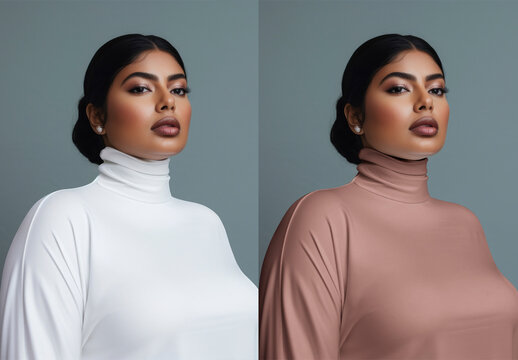 Apparel Women Turtleneck Mockup With Generative AI
