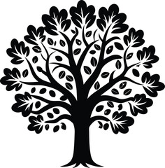 tree silhouette illustration nature, tree, summer, leaf, plant, forest, background, abstract, flora, life, leafy, evergreen