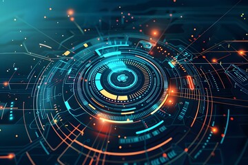 Futuristic AI interface with circular design elements, representing the innovative and dynamic nature of artificial intelligence technology