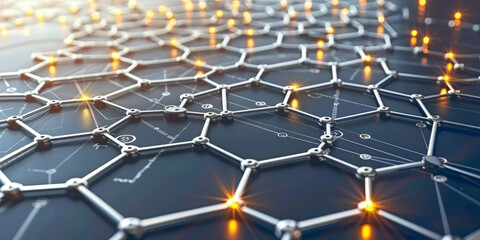 Abstract network connections with colorful nodes on a dark backdrop, symbolizing connectivity and technology. 