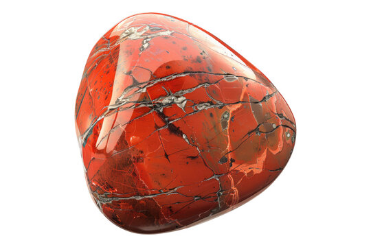 Authentic red jasper gemstone isolated on transparent background