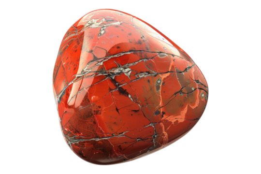 Authentic red jasper gemstone isolated on transparent background